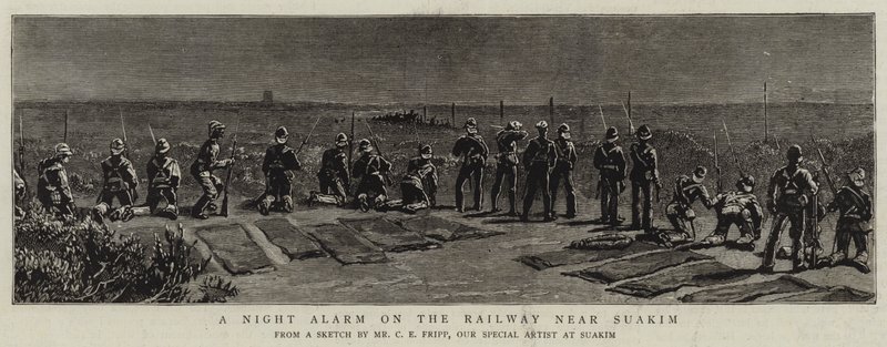 A Night Alarm on the Railway near Suakim by Charles Edwin Fripp