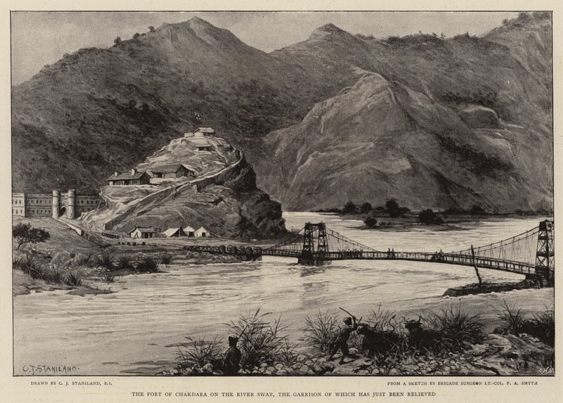 The Fort of Chakdara on the River Swat, the Garrison of which has just been Relieved by Charles J. Staniland