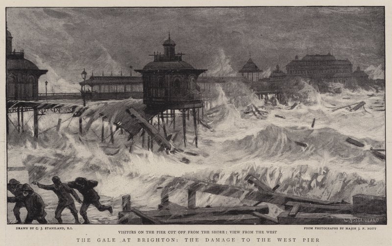 The Gale at Brighton, the Damage to the West Pier by Charles J. Staniland