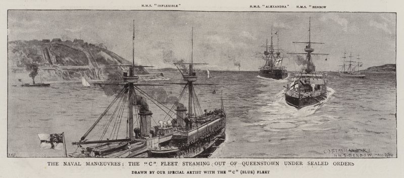The Naval Manoeuvres, the C Fleet Steaming out of Queenstown Under Sealed Orders by Charles J. Staniland