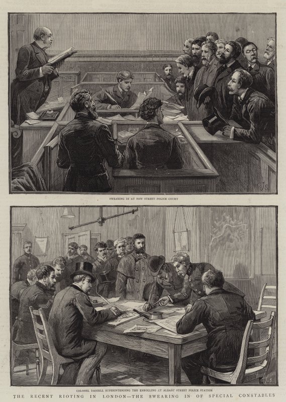 The Recent Rioting in London, the Swearing In of Special Constables by Charles J. Staniland