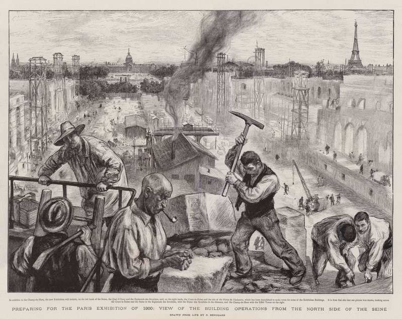 Preparing for the Paris Exhibition of 1900, View of the Building Operations from the North Side of the Seine by Charles Paul Renouard