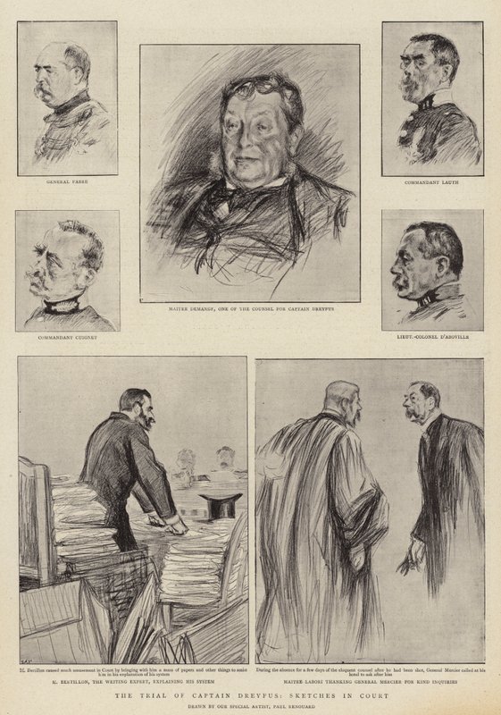 The Trial of Captain Dreyfus at Rennes, Sketches in Court by Charles Paul Renouard