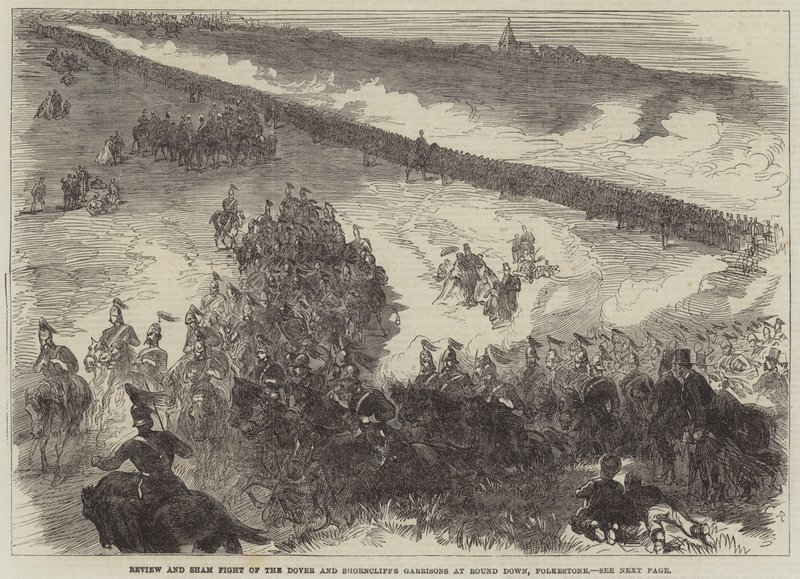 Review and Sham Fight of the Dover and Shorncliffe Garrisons at Round Down, Folkestone by Sir John Charles Robinson