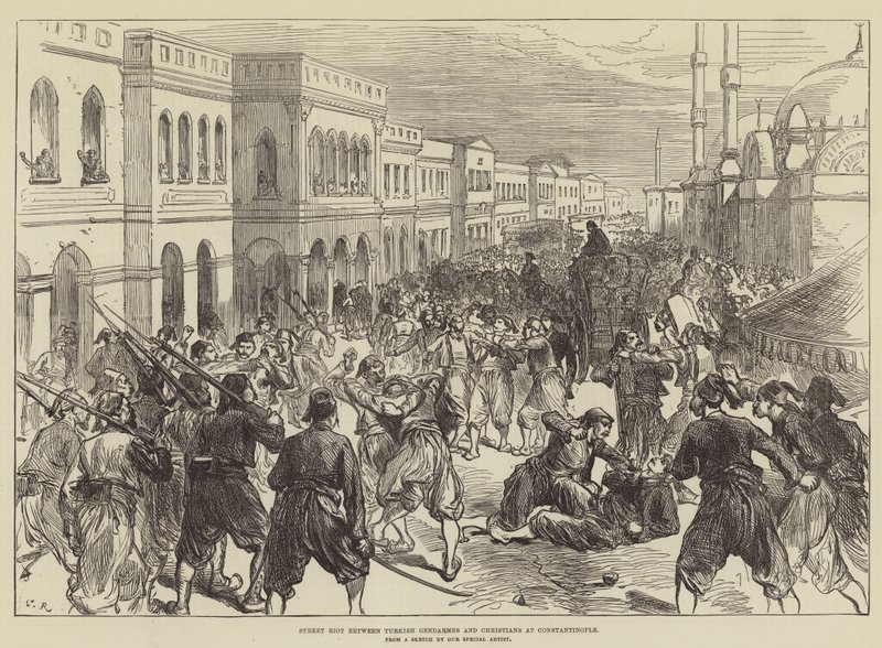 Street Riot between Turkish Gendarmes and Christians at Constantinople by Sir John Charles Robinson