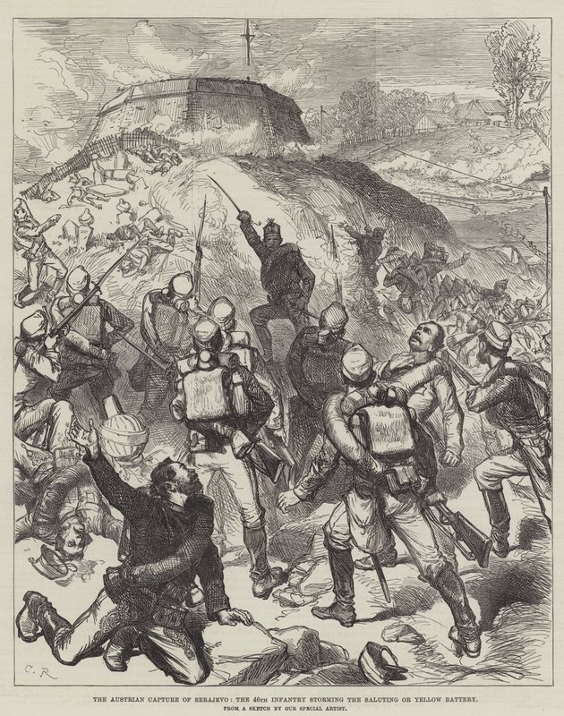The Austrian Capture of Serajevo, the 46th Infantry Storming the Saluting or Yellow Battery by Sir John Charles Robinson