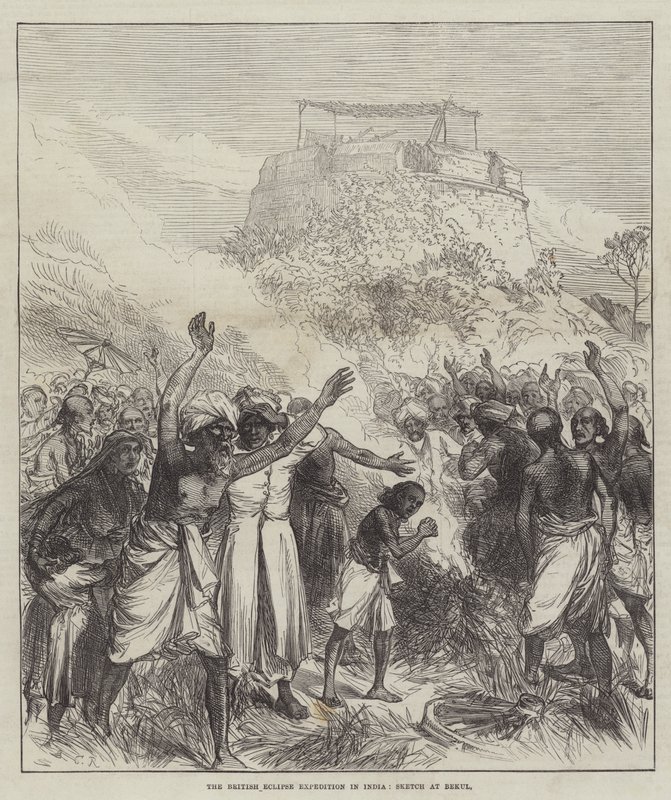 The British Eclipse Expedition in India, Sketch at Bekul by Sir John Charles Robinson