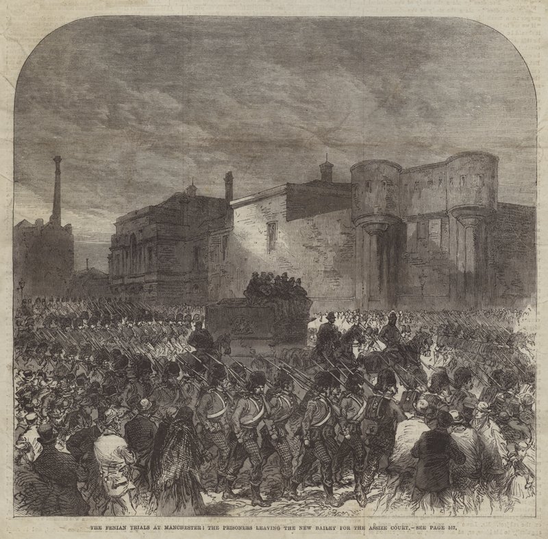 The Fenian Trials at Manchester, the Prisoners Leaving the New Bailey for the Assize Court by Sir John Charles Robinson