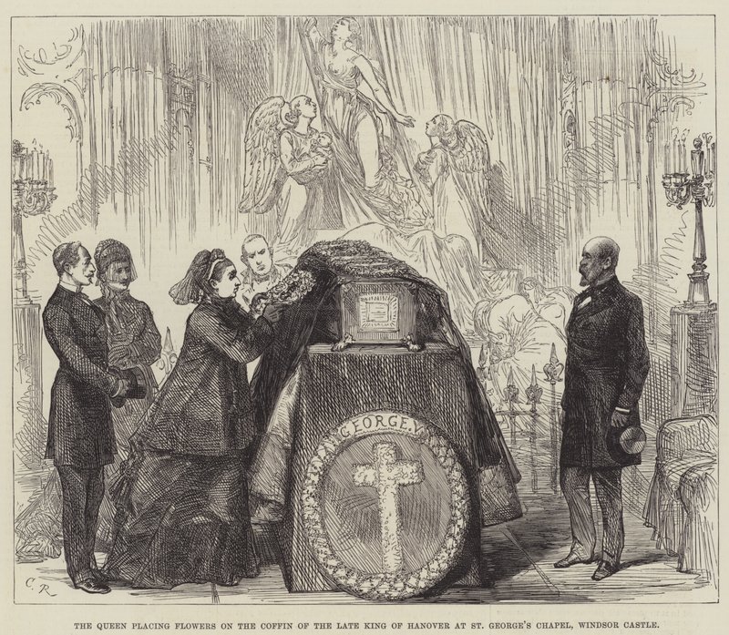 The Queen placing Flowers on the Coffin of the late King of Hanover at St George