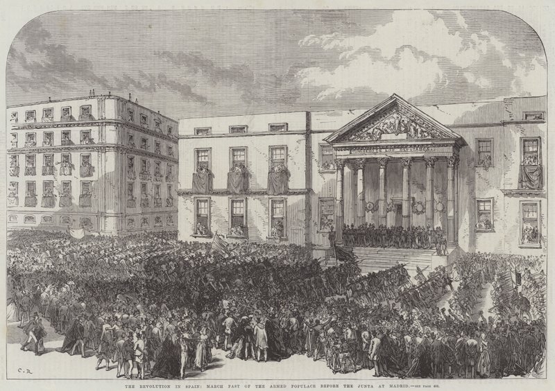 The Revolution in Spain, March Past of the Armed Populace before the Junta at Madrid by Sir John Charles Robinson