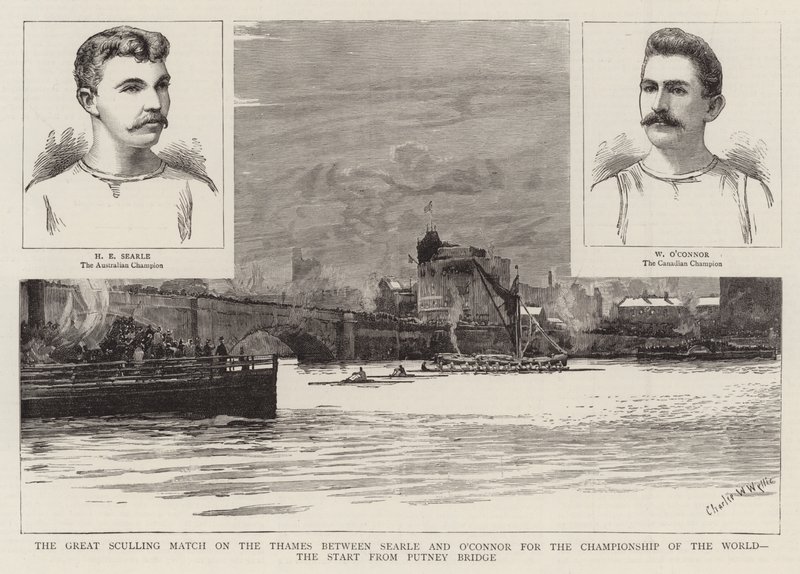 The Great Sculling Match on the Thames between Searle and O