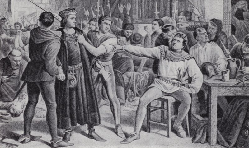 Lord Saye and Sele, about to be beheaded in Jack Cade