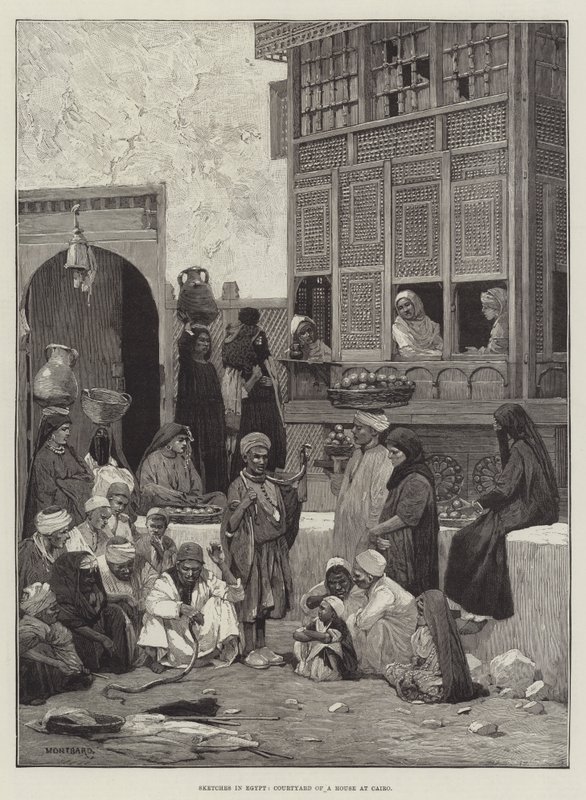 Sketches in Egypt, Courtyard of a House at Cairo by Charles Auguste Loye