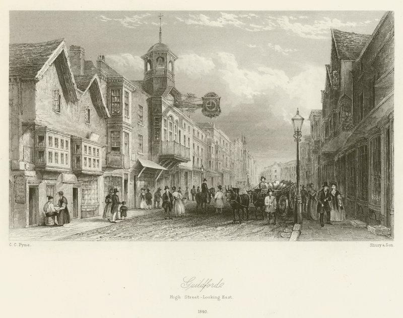 Guildford, High Street, looking East, 1840 by Charles Claude Pyne