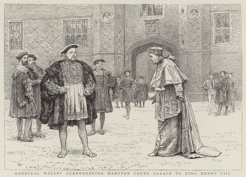 Cardinal Wolsey surrendering Hampton Court Palace to King Henry VIII by Charles Green