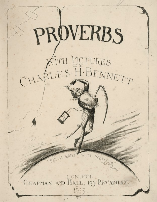 Title-Page Illustration for Proverbs with Pictures by Charles H Bennett (engraving) by Charles Henry (after) Bennett
