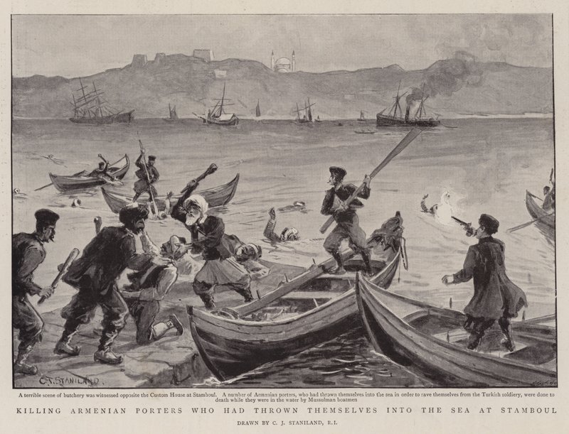 Killing Armenian Porters who had Thrown Themselves into the Sea at Stamboul by Charles J. Staniland
