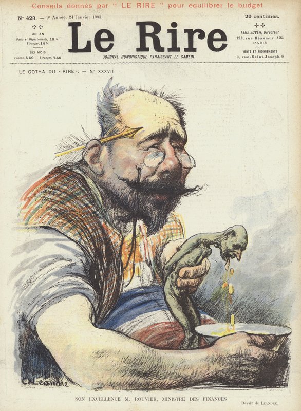His Excellency Mr Rouvier, Minister of Finance. Illustration for Le Rire by Charles Leandre