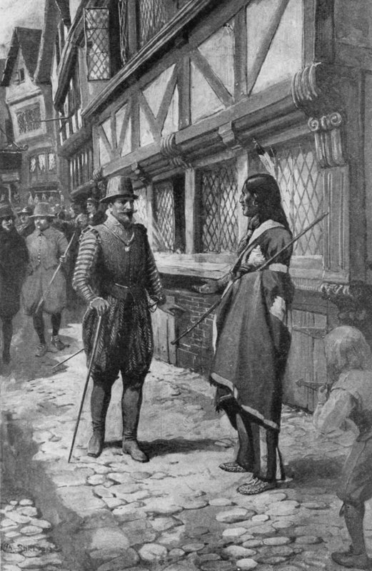 Captain John Smith Meets a Red Indian Friend from Virginia While Taking a Walk Down The Strand in London by Charles Mills (after) Sheldon
