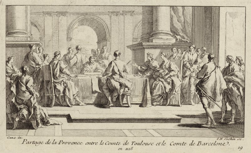 Partition of Provence between the Counts of Toulouse and Barcelona, 1125 by Charles Nicolas II Cochin