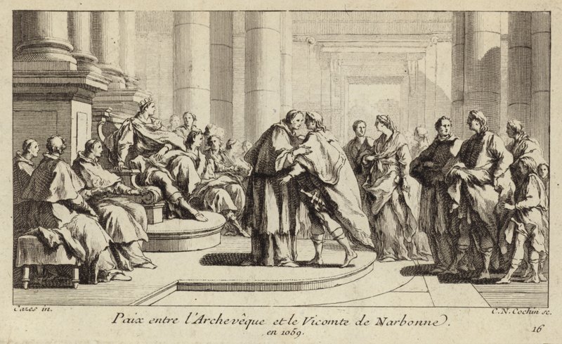 Peace between the Bishop and Viscount of Narbonne by Charles Nicolas II Cochin