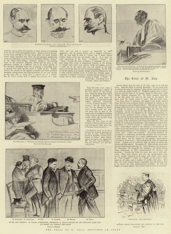 The Trial of Zola, Sketches in Court by Charles Paul Renouard
