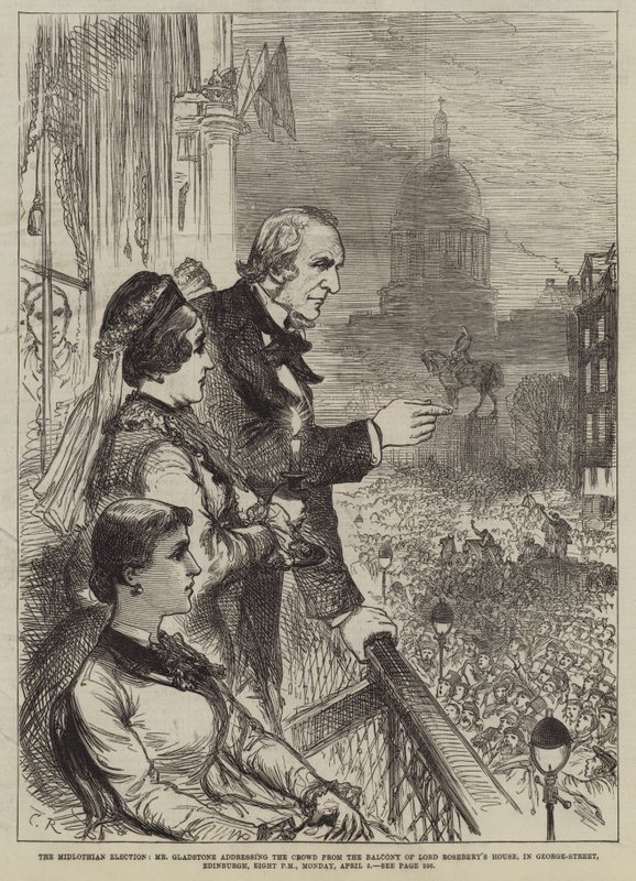 The Midlothian Election, Mr Gladstone Addressing the Crowd from the Balcony of Lord Rosebery