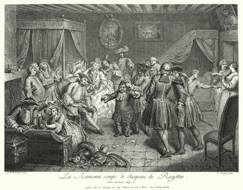 La Rancune cuts the hat of Ragotin by Cornelis Engelbrechtsen