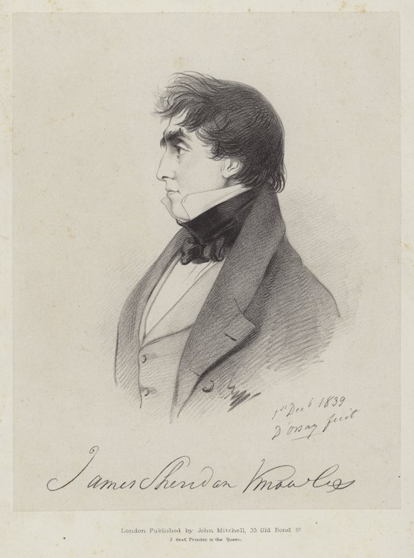 James Sheridan Knowles, Irish Dramatist and Actor, 1839 by Count Alfred D