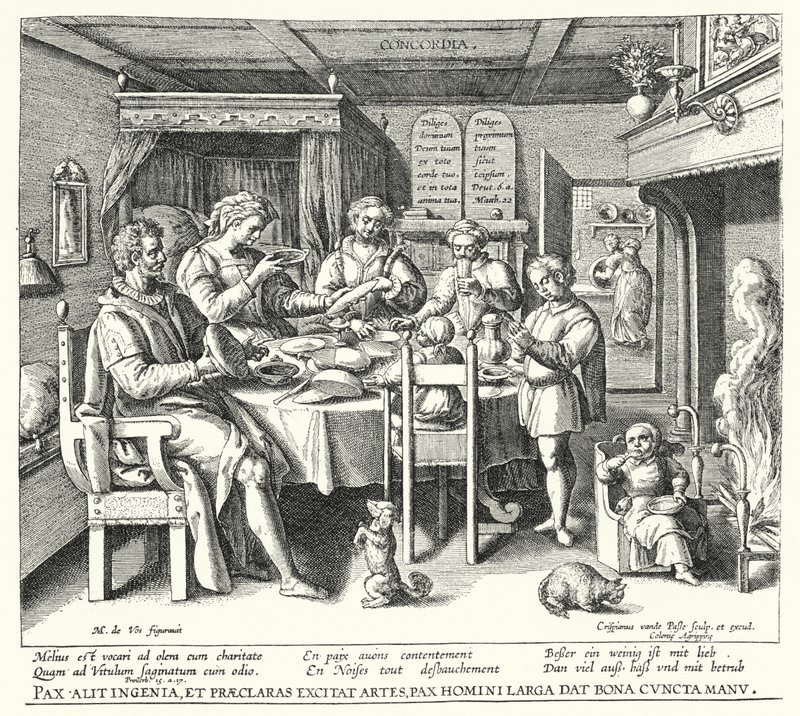 The Prayer Before the Meal by Crispin I de (after) Passe