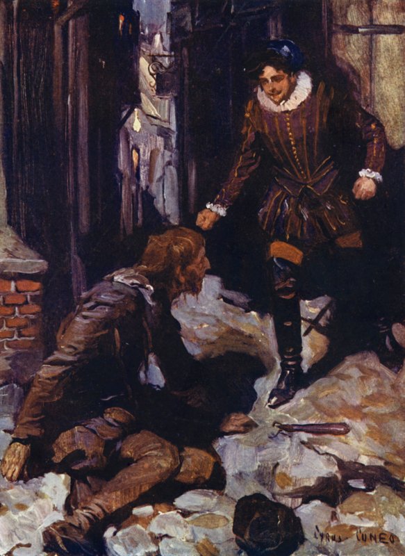 Down He Went Upon the Cobbles, and I Stood Over Him While He Lay and Groaned by Cyrus Cuneo
