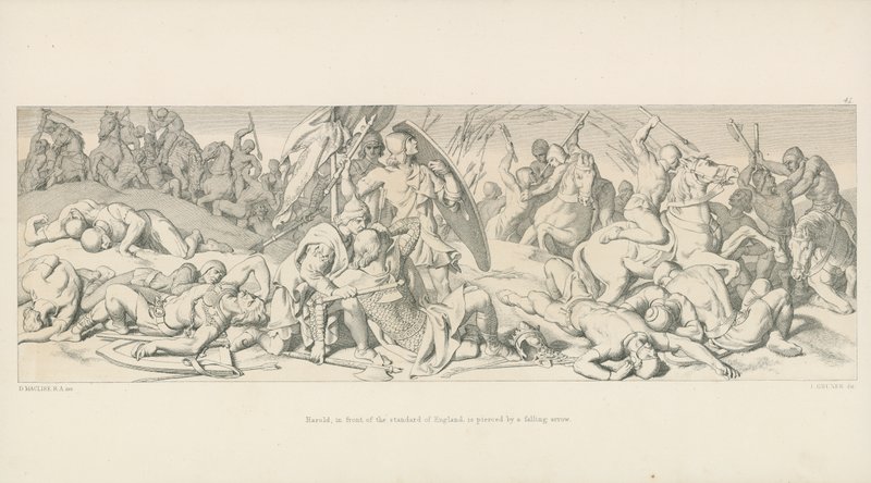 Harold, in front of the Standard of England, is Pierced by a Falling Arrow by Daniel Maclise