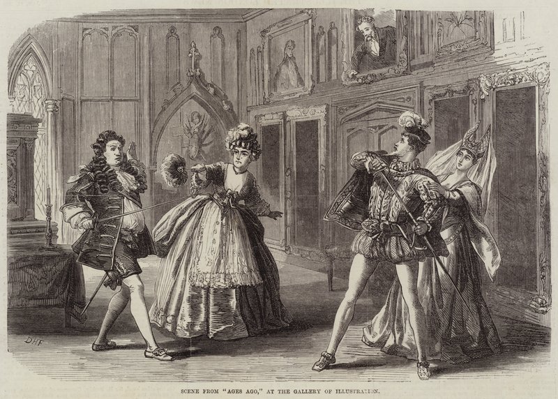 Scene from Ages Ago, at the Gallery of Illustration by David Henry Friston