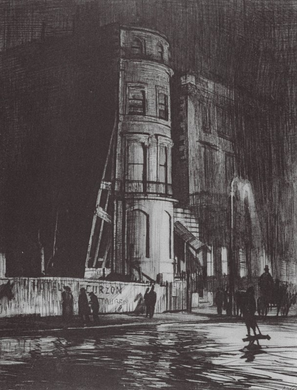 London: Piccadilly-Night, The Savile Club by David Muirhead (after) Bone
