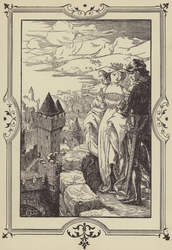 Annoure Brought the King Out Upon the Battlements (Lithograph) by Dora Curtis