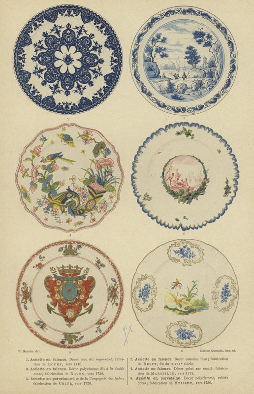 Faience and porcelain plates, 17th and 18th Century by E. Garnier