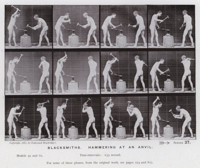 The Human Figure in Motion: Blacksmiths, hammering at an anvil by Eadweard Muybridge