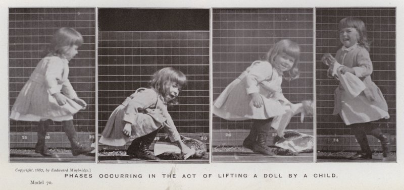 The Human Figure in Motion: Phases occurring in the act of lifting a doll by a child by Eadweard Muybridge