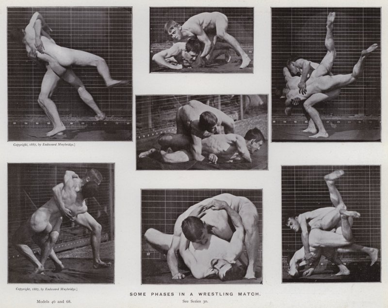 The Human Figure in Motion: Some phases in a wrestling match by Eadweard Muybridge