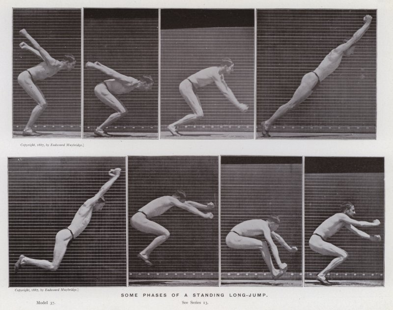 The Human Figure in Motion: Some phases of a standing long-jump by Eadweard Muybridge