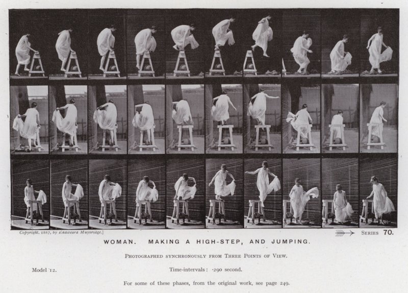 The Human Figure in Motion: Woman, making a high-step, and jumping by Eadweard Muybridge