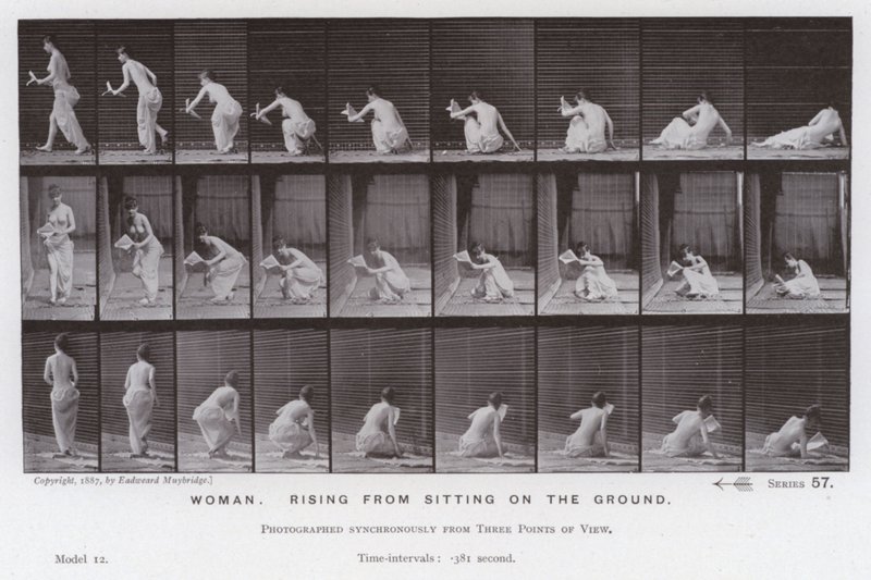 The Human Figure in Motion: Woman, rising from sitting on the ground by Eadweard Muybridge