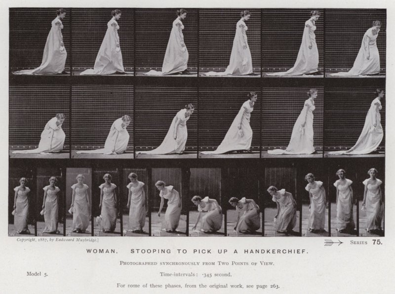 The Human Figure in Motion: Woman, stooping to pick up a handkerchief by Eadweard Muybridge