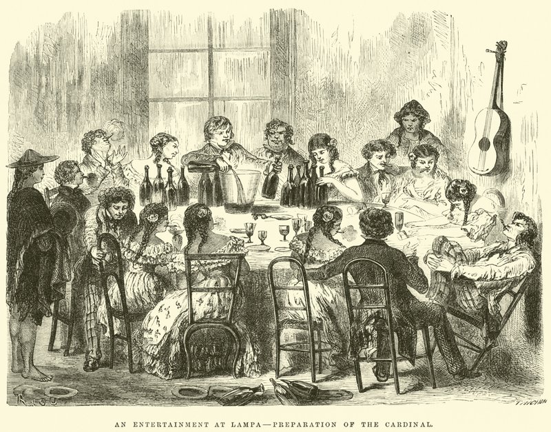 An Entertainment at Lampa, Preparation of the Cardinal by Edouard Riou