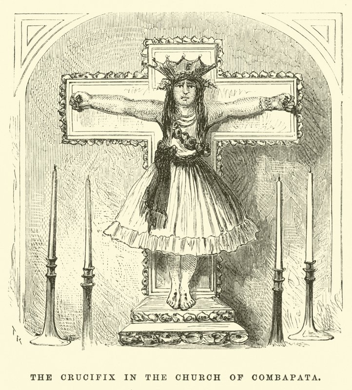 The Crucifix in the Church of Combapata by Edouard (after) Riou