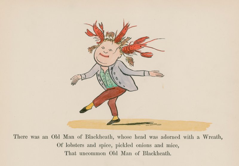 There was an Old Man of Blackheath, whose head was adorned with a Wreath by Edward (after) Lear