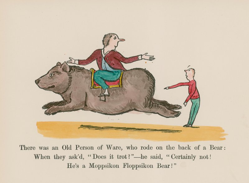 There was an Old Person of Ware, who rode on the back of a Bear by Edward (after) Lear