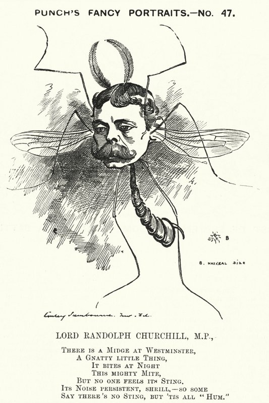 Punch Cartoon: Lord Randolph Churchill, English Conservative Politician by Edward Linley (after) Sambourne