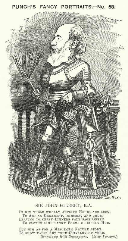 Punch Cartoon: Sir John Gilbert, English Artist by Edward Linley (after) Sambourne
