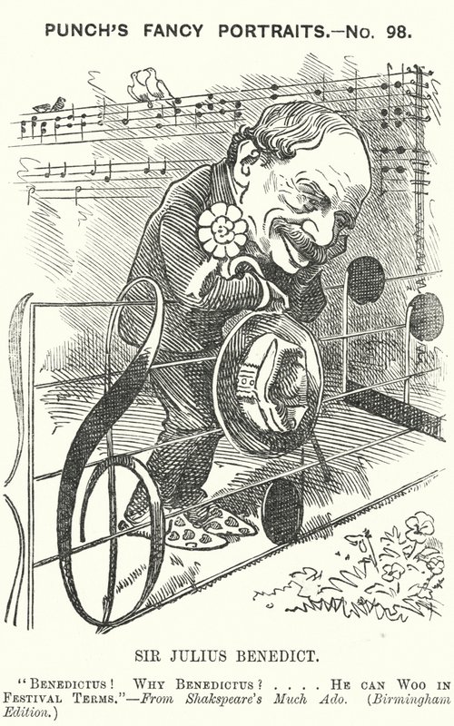 Punch cartoon: Sir Julius Benedict, German-born composer and conductor by Edward Linley (after) Sambourne